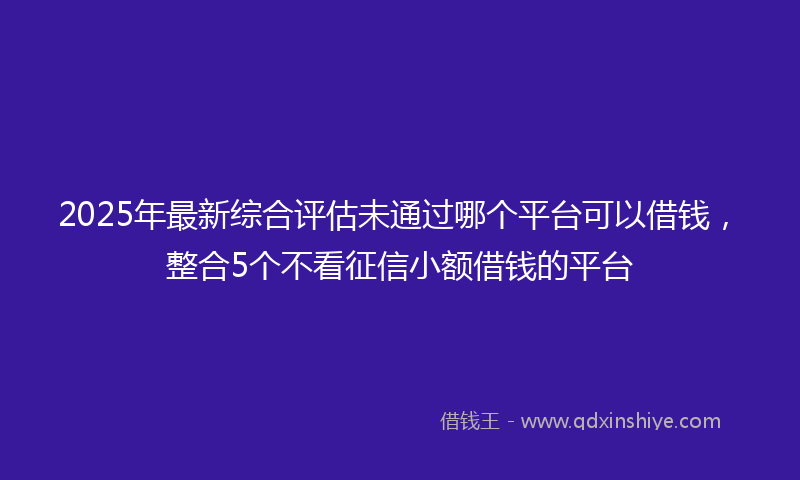 2025年最新综合评估未通过哪个平台可以借钱，整合5个不看征信小额借钱的平台