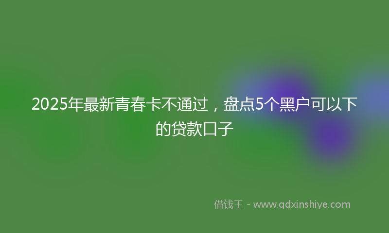 2025年最新青春卡不通过，盘点5个黑户可以下的贷款口子
