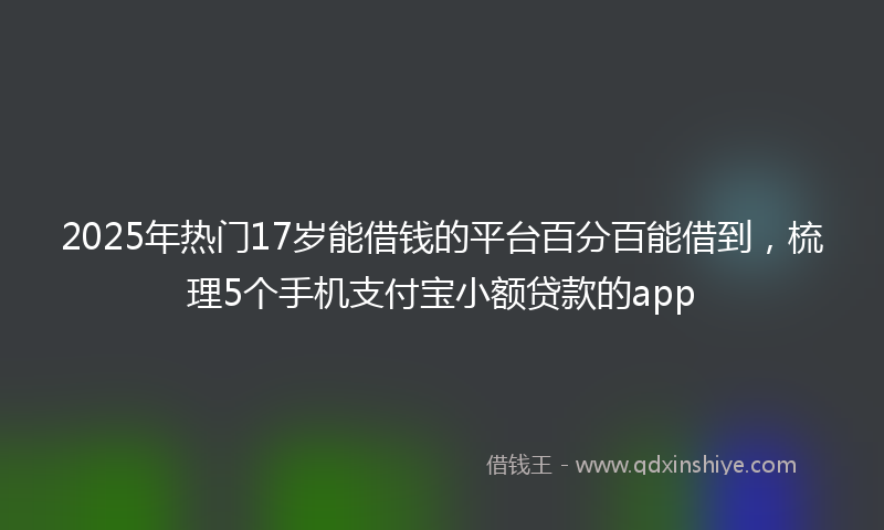 2025年热门17岁能借钱的平台百分百能借到，梳理5个手机支付宝小额贷款的app