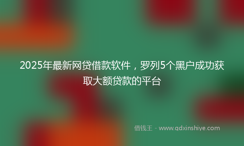 2025年最新网贷借款软件，罗列5个黑户成功获取大额贷款的平台