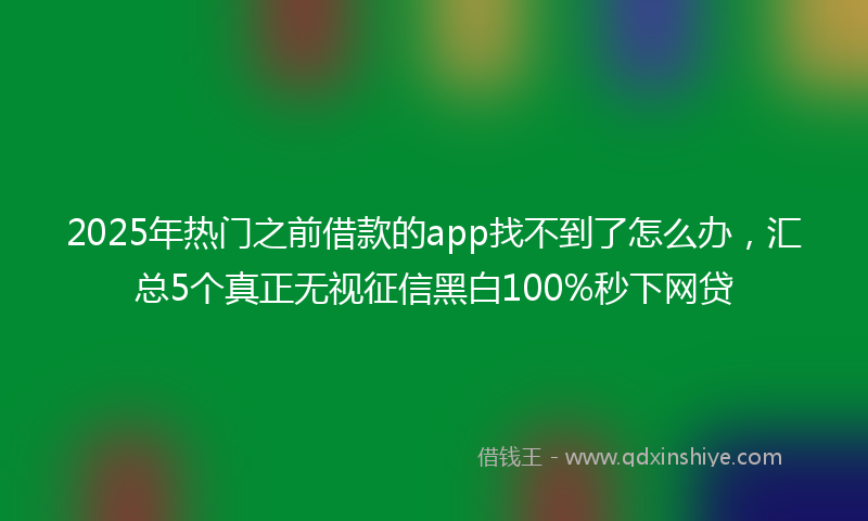 2025年热门之前借款的app找不到了怎么办，汇总5个真正无视征信黑白100%秒下网贷