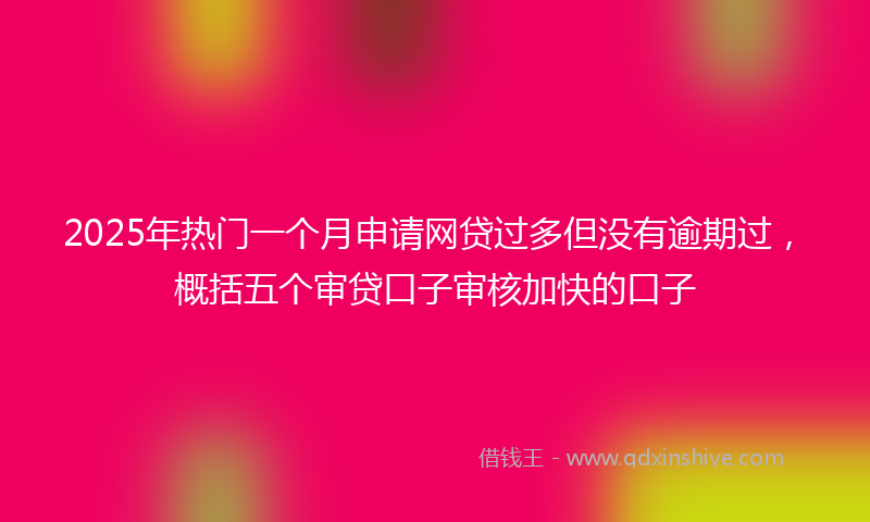 2025年热门一个月申请网贷过多但没有逾期过，概括五个审贷口子审核加快的口子
