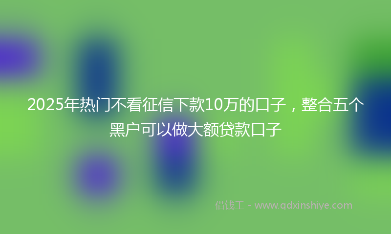 2025年热门不看征信下款10万的口子，整合五个黑户可以做大额贷款口子