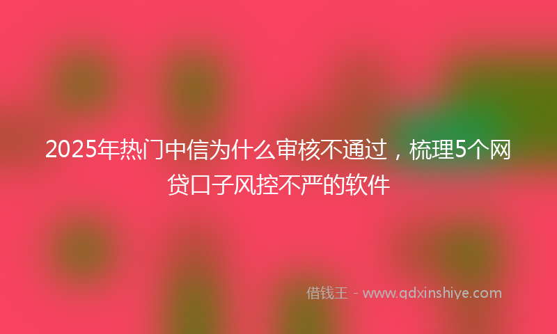 2025年热门中信为什么审核不通过，梳理5个网贷口子风控不严的软件