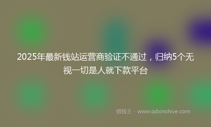 2025年最新钱站运营商验证不通过，归纳5个无视一切是人就下款平台