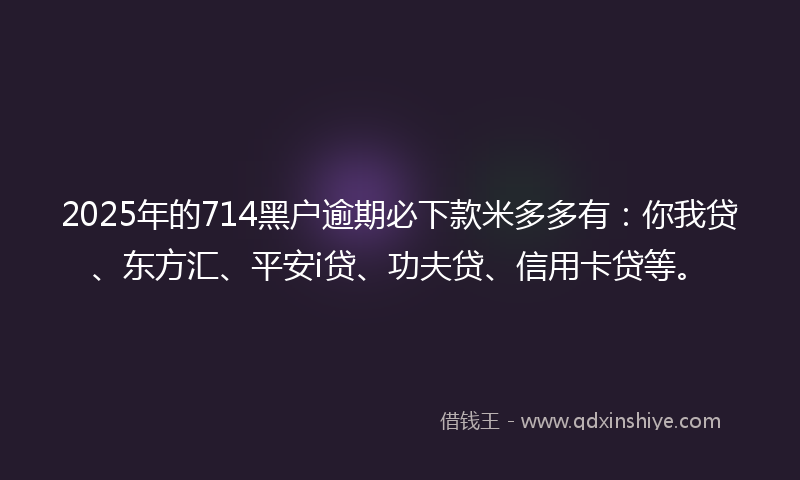 2025年的714黑户逾期必下款米多多有：你我贷、东方汇、平安i贷、功夫贷、信用卡贷等。