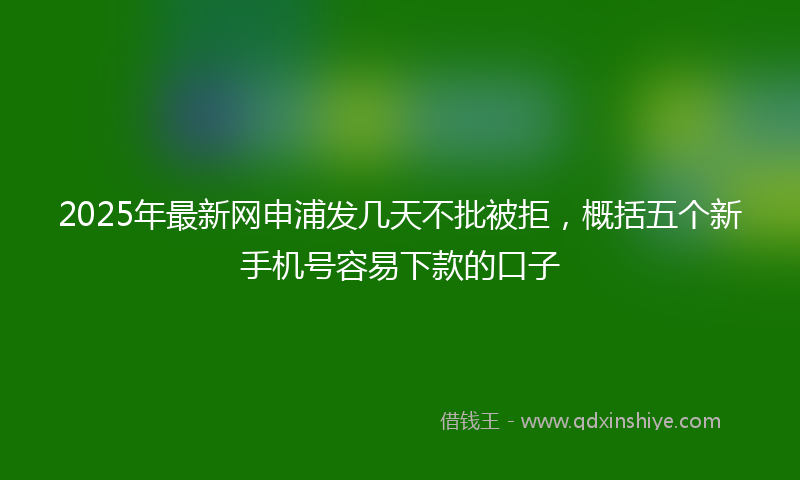 2025年最新网申浦发几天不批被拒，概括五个新手机号容易下款的口子