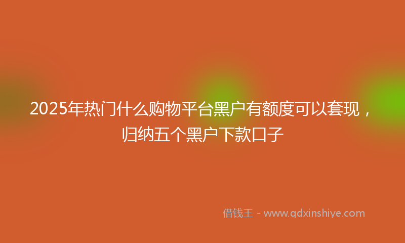 2025年热门什么购物平台黑户有额度可以套现，归纳五个黑户下款口子