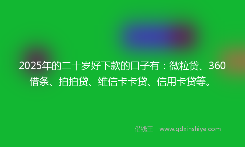 2025年的二十岁好下款的口子有：微粒贷、360借条、拍拍贷、维信卡卡贷、信用卡贷等。