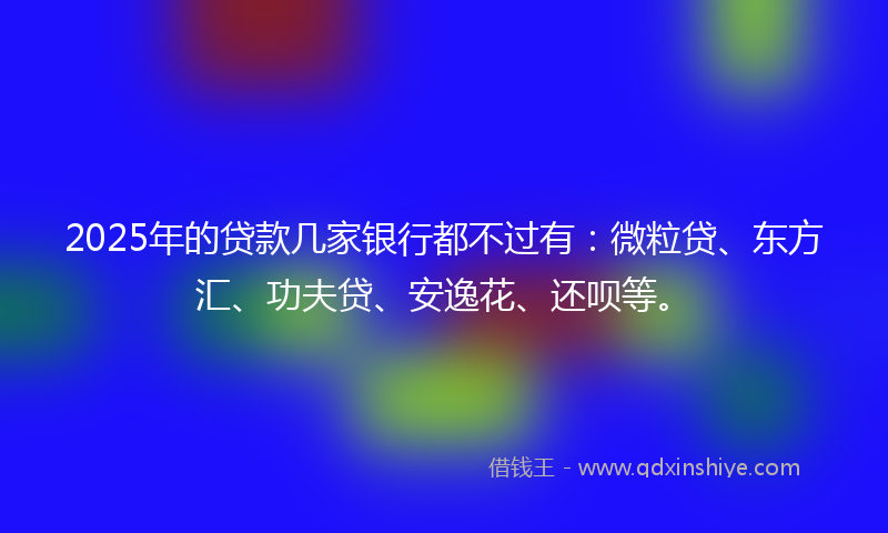 2025年的贷款几家银行都不过有：微粒贷、东方汇、功夫贷、安逸花、还呗等。