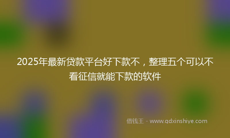 2025年最新贷款平台好下款不，整理五个可以不看征信就能下款的软件