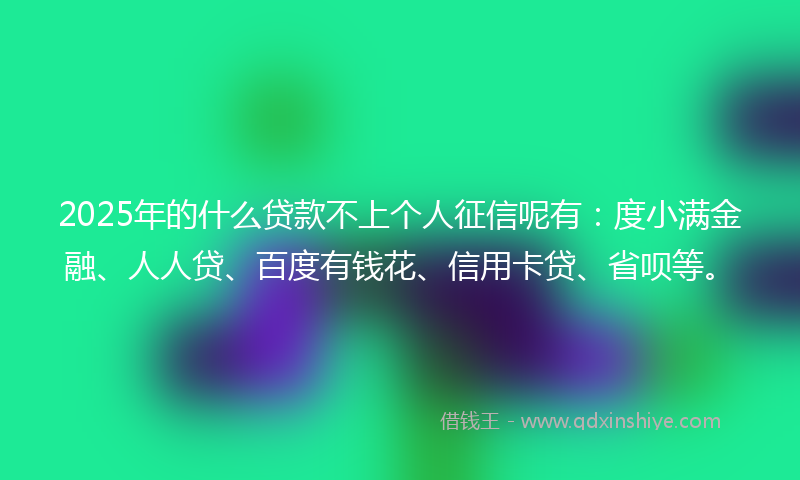 2025年的什么贷款不上个人征信呢有：度小满金融、人人贷、百度有钱花、信用卡贷、省呗等。