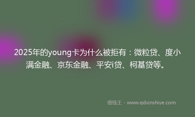 2025年的young卡为什么被拒有：微粒贷、度小满金融、京东金融、平安i贷、柯基贷等。