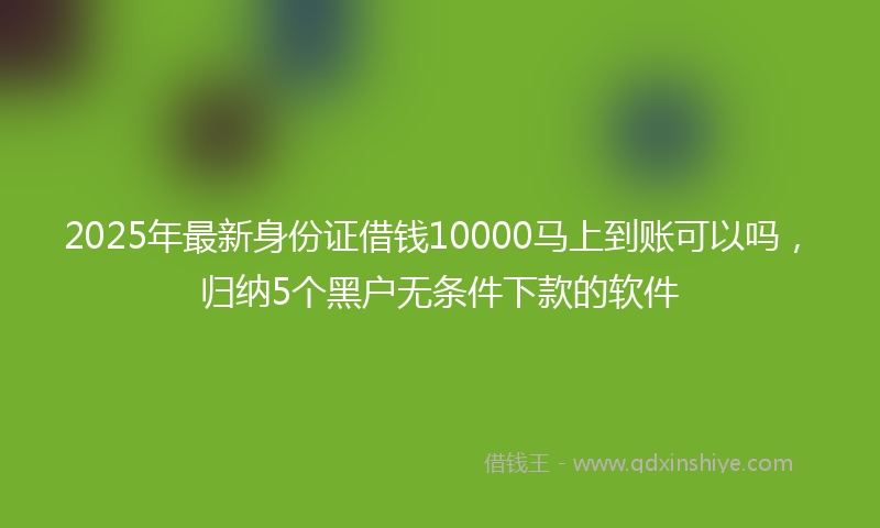 2025年最新身份证借钱10000马上到账可以吗，归纳5个黑户无条件下款的软件