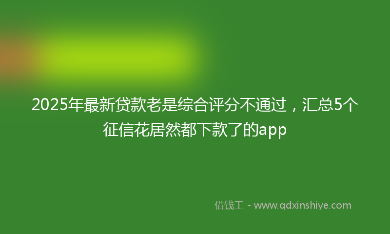 2025年最新贷款老是综合评分不通过，汇总5个征信花居然都下款了的app