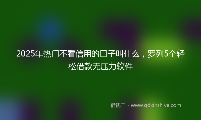2025年热门不看信用的口子叫什么，罗列5个轻松借款无压力软件