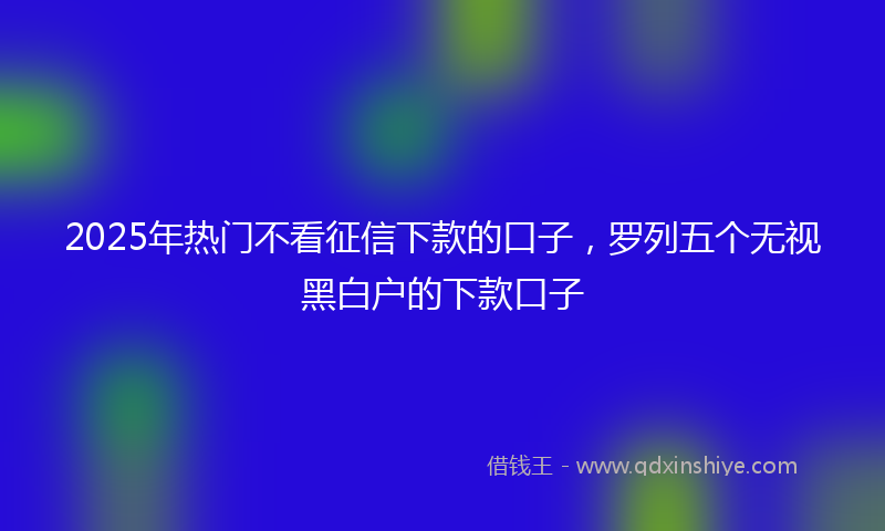 2025年热门不看征信下款的口子，罗列五个无视黑白户的下款口子