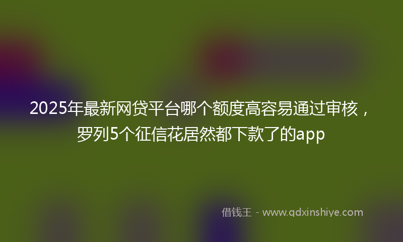 2025年最新网贷平台哪个额度高容易通过审核，罗列5个征信花居然都下款了的app
