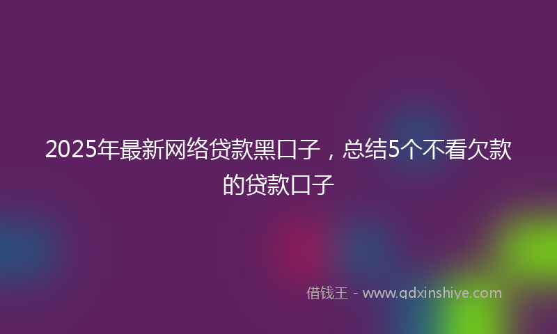 2025年最新网络贷款黑口子，总结5个不看欠款的贷款口子
