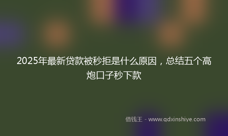 2025年最新贷款被秒拒是什么原因，总结五个高炮口子秒下款
