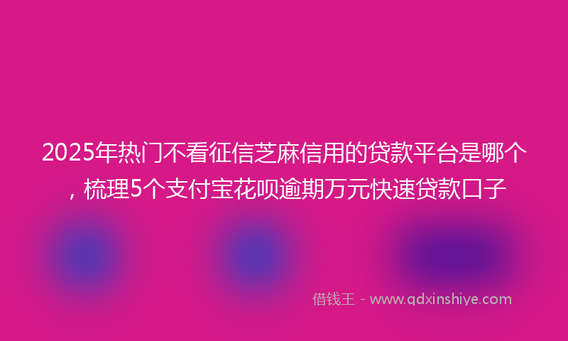 2025年热门不看征信芝麻信用的贷款平台是哪个，梳理5个支付宝花呗逾期万元快速贷款口子