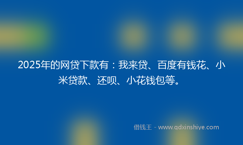 2025年的网贷下款有：我来贷、百度有钱花、小米贷款、还呗、小花钱包等。