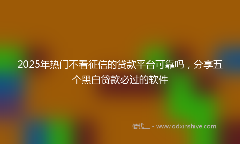 2025年热门不看征信的贷款平台可靠吗，分享五个黑白贷款必过的软件