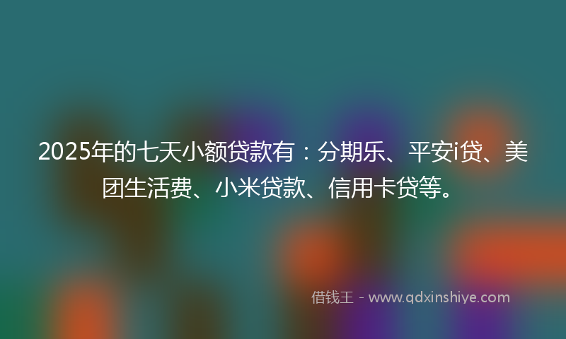 2025年的七天小额贷款有：分期乐、平安i贷、美团生活费、小米贷款、信用卡贷等。