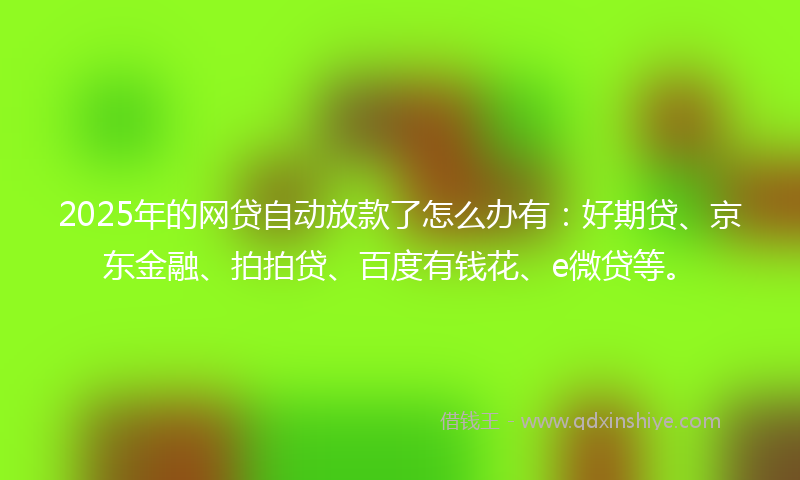 2025年的网贷自动放款了怎么办有：好期贷、京东金融、拍拍贷、百度有钱花、e微贷等。