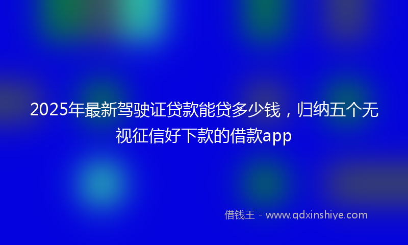 2025年最新驾驶证贷款能贷多少钱，归纳五个无视征信好下款的借款app