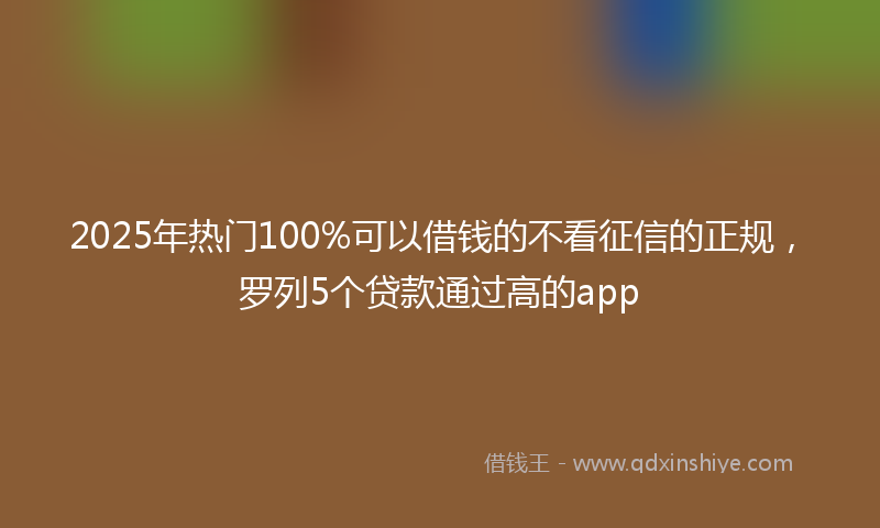 2025年热门100%可以借钱的不看征信的正规，罗列5个贷款通过高的app