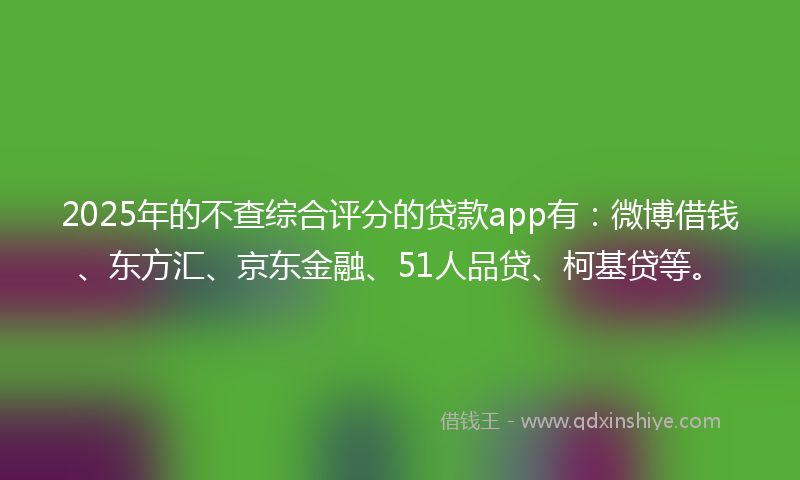 2025年的不查综合评分的贷款app有：微博借钱、东方汇、京东金融、51人品贷、柯基贷等。