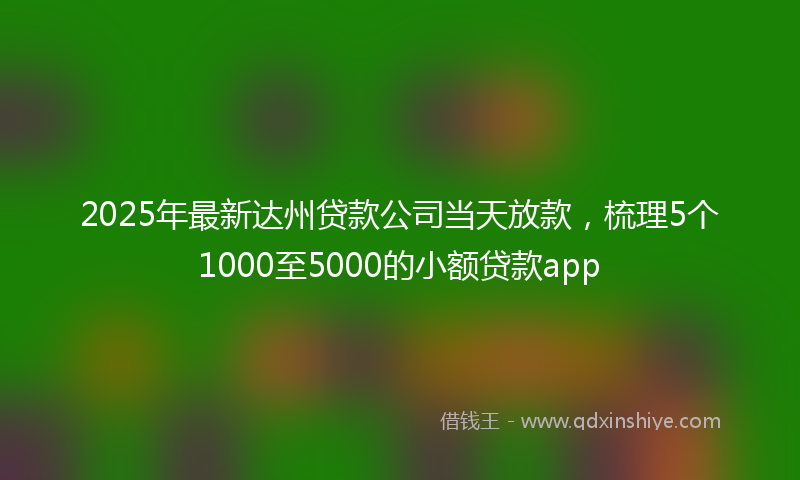 2025年最新达州贷款公司当天放款，梳理5个1000至5000的小额贷款app