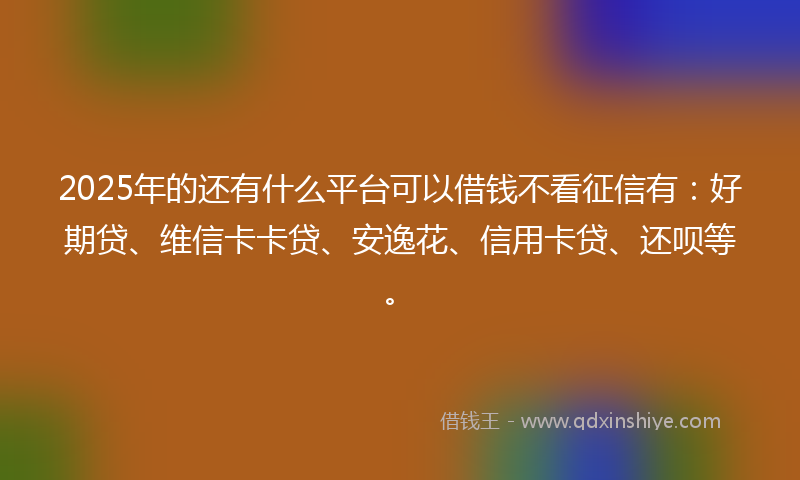 2025年的还有什么平台可以借钱不看征信有：好期贷、维信卡卡贷、安逸花、信用卡贷、还呗等。