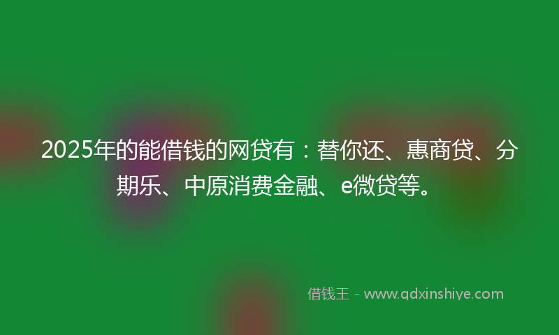 2025年的能借钱的网贷有：替你还、惠商贷、分期乐、中原消费金融、e微贷等。