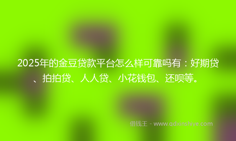 2025年的金豆贷款平台怎么样可靠吗有:好期贷、拍拍贷、人人贷、小花钱包、还呗等。