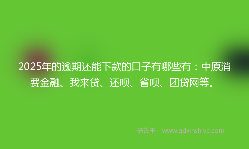 2025年的逾期还能下款的口子有哪些有：中原消费金融、我来贷、还呗、省呗、团贷网等。