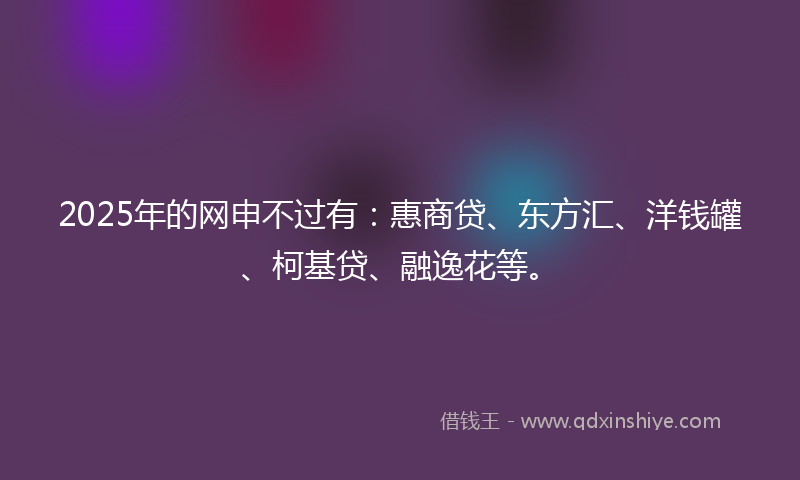 2025年的网申不过有：惠商贷、东方汇、洋钱罐、柯基贷、融逸花等。