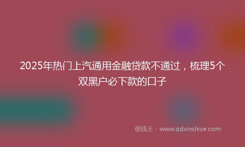 2025年热门上汽通用金融贷款不通过，梳理5个双黑户必下款的口子
