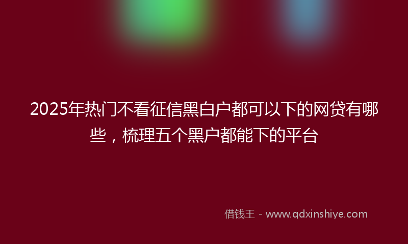 2025年热门不看征信黑白户都可以下的网贷有哪些，梳理五个黑户都能下的平台