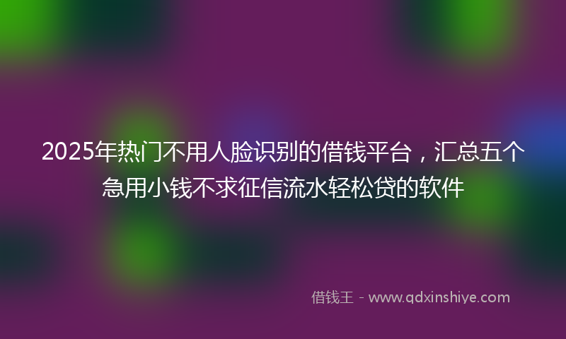 2025年热门不用人脸识别的借钱平台，汇总五个急用小钱不求征信流水轻松贷的软件