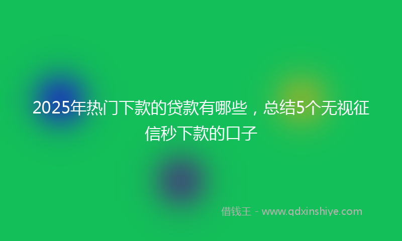 2025年热门下款的贷款有哪些，总结5个无视征信秒下款的口子