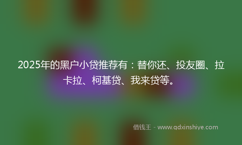 2025年的黑户小贷推荐有:替你还、投友圈、拉卡拉、柯基贷、我来贷等。