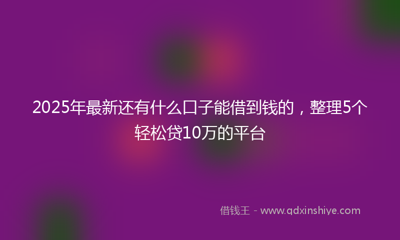 2025年最新还有什么口子能借到钱的，整理5个轻松贷10万的平台