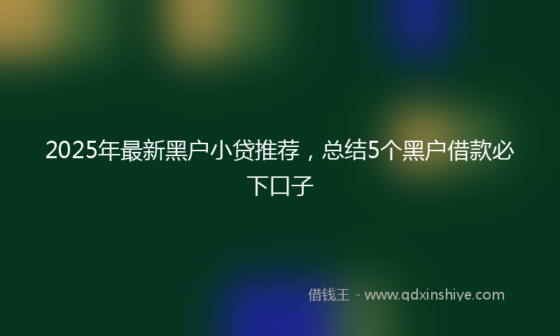 2025年最新黑户小贷推荐，总结5个黑户借款必下口子