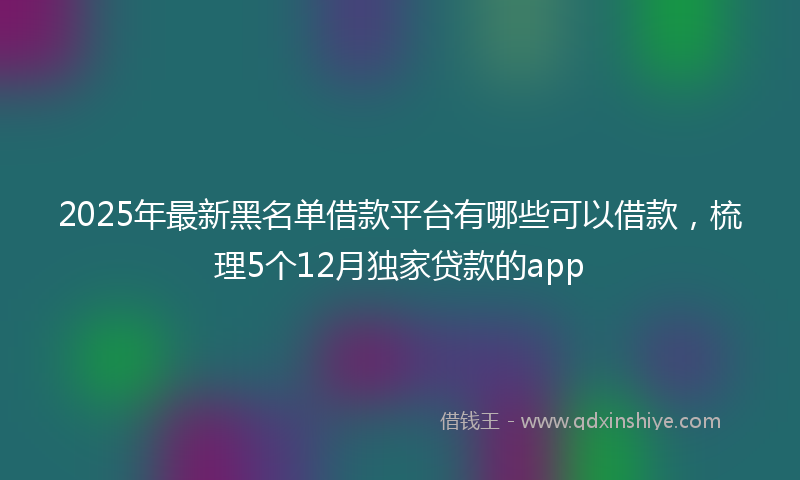 2025年最新黑名单借款平台有哪些可以借款，梳理5个12月独家贷款的app