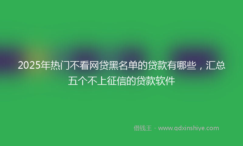 2025年热门不看网贷黑名单的贷款有哪些，汇总五个不上征信的贷款软件
