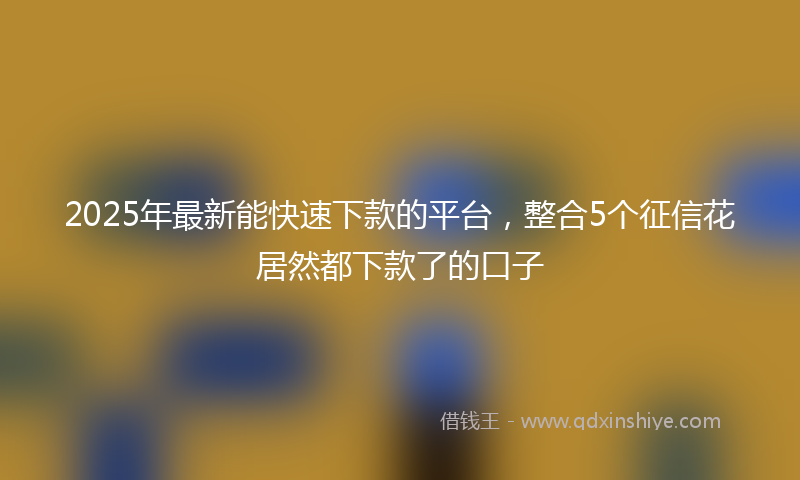 2025年最新能快速下款的平台，整合5个征信花居然都下款了的口子