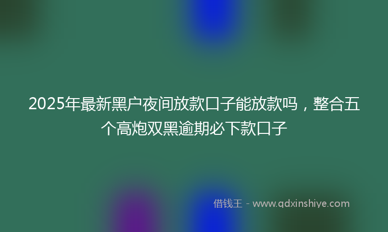 2025年最新黑户夜间放款口子能放款吗，整合五个高炮双黑逾期必下款口子