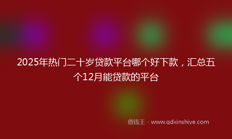 2025年热门二十岁贷款平台哪个好下款，汇总五个12月能贷款的平台